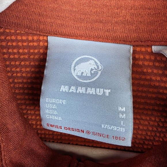 Mammut Pullover Mens Medium Orange Half Zip Chest Pocket Athletic Hiking Outdoor - Picture 2 of 12